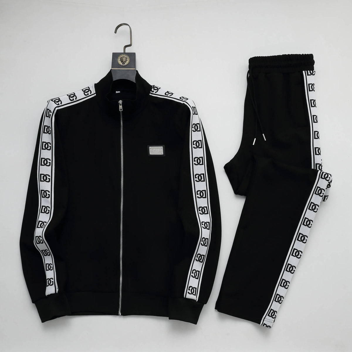Dolce & Gabbana DG Logo Side Band Tracksuit Technical Jersey Black
