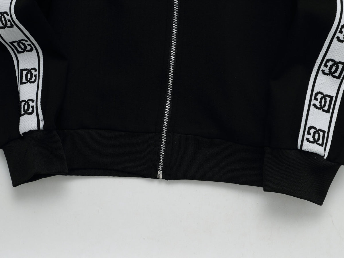 Dolce & Gabbana DG Logo Side Band Tracksuit Technical Jersey Black