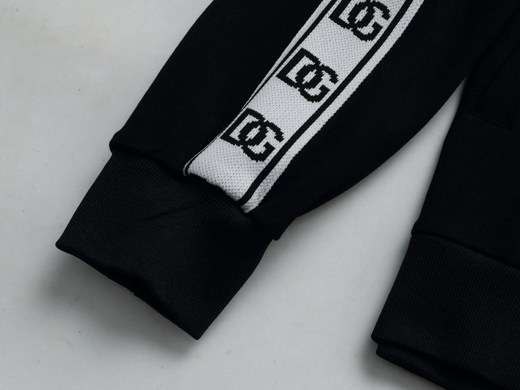 Dolce & Gabbana DG Logo Side Band Tracksuit Technical Jersey Black