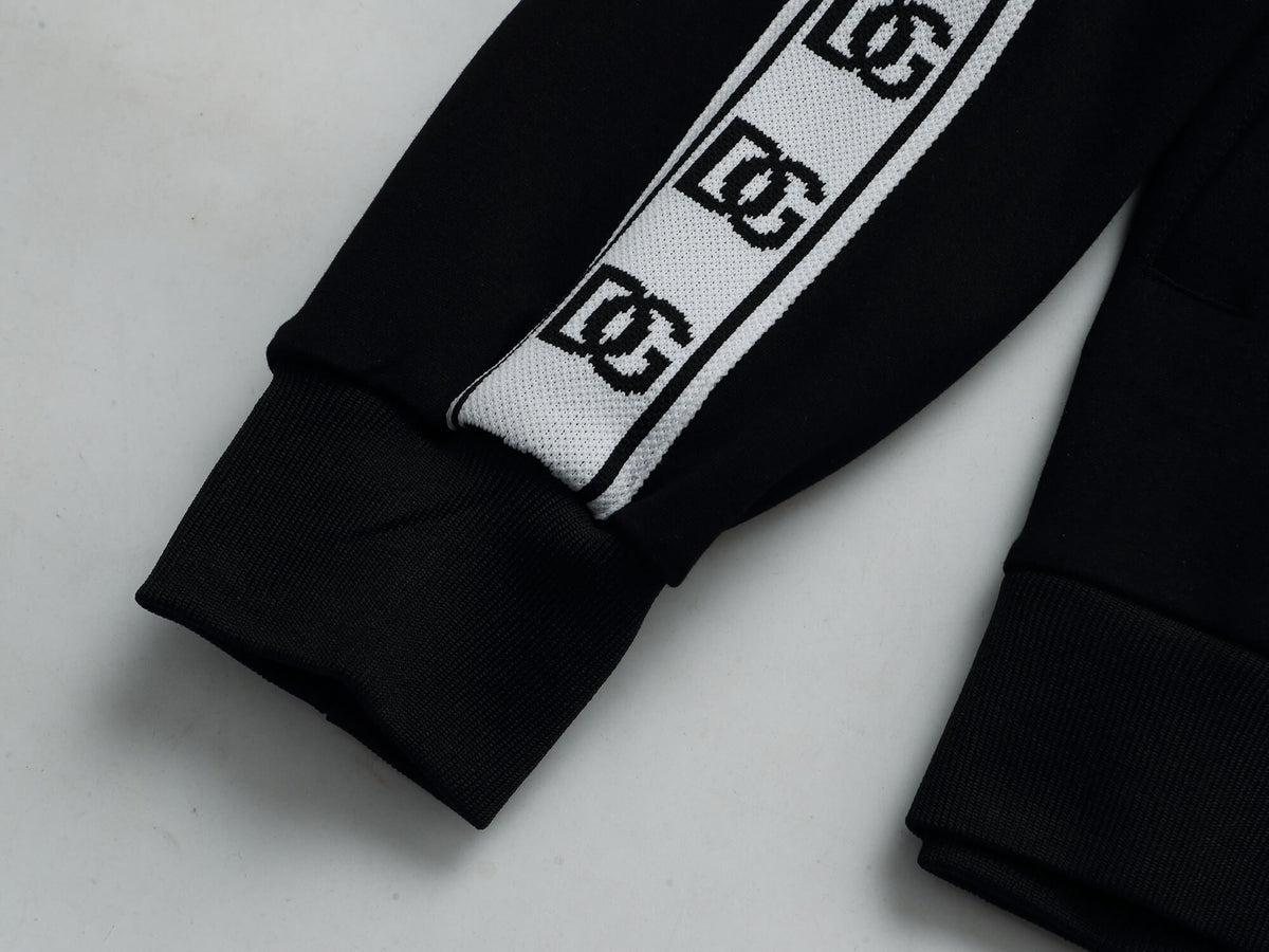 Dolce & Gabbana DG Logo Side Band Tracksuit Technical Jersey Black