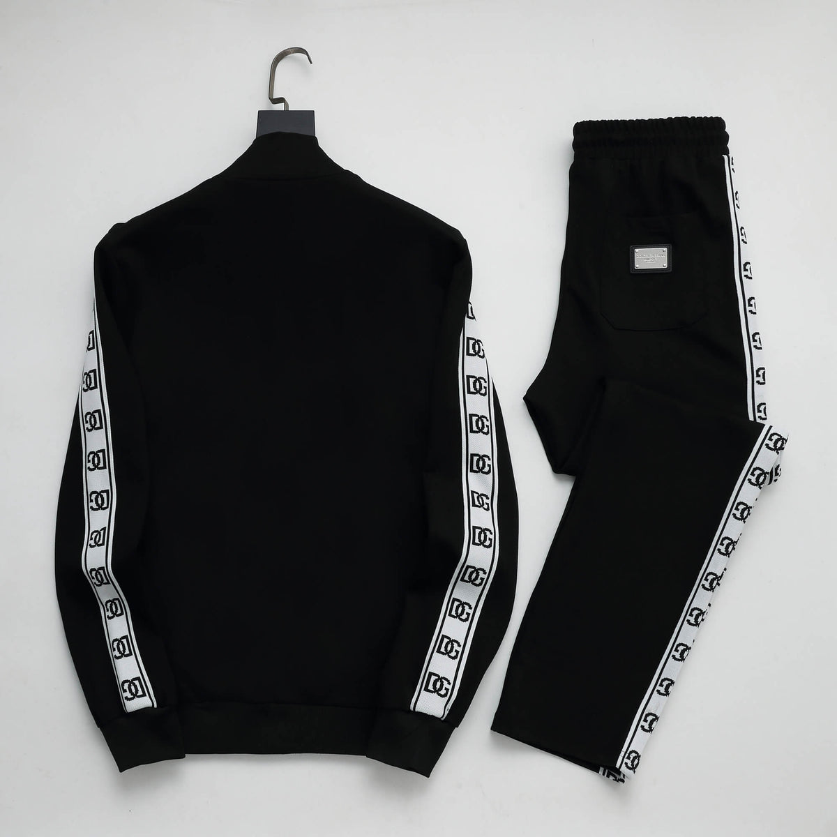 Dolce & Gabbana DG Logo Side Band Tracksuit Technical Jersey Black
