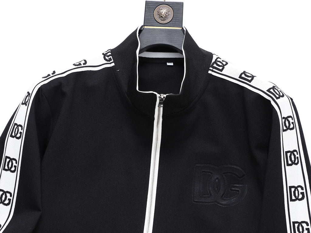 Dolce & Gabbana DG Logo Side Band Technical Jersey Tracksuit Black/White