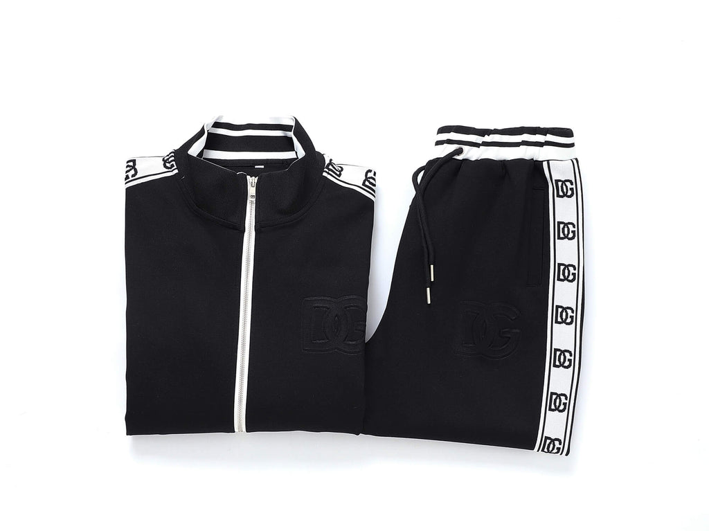Dolce & Gabbana DG Logo Side Band Technical Jersey Tracksuit Black/White