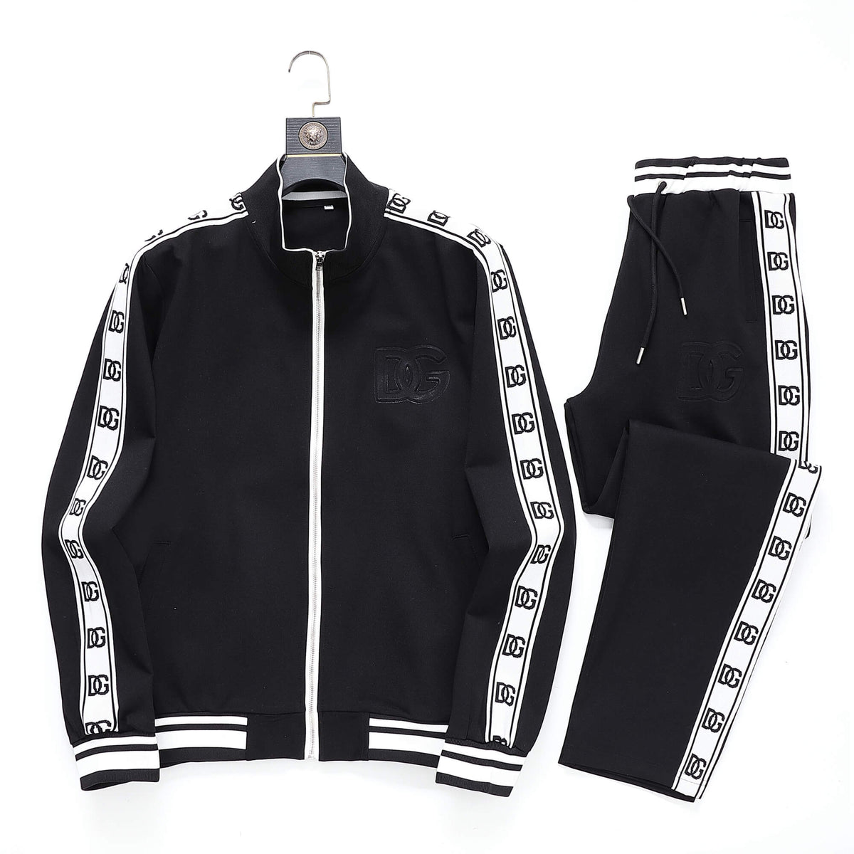 Dolce & Gabbana DG Logo Side Band Technical Jersey Tracksuit Black/White