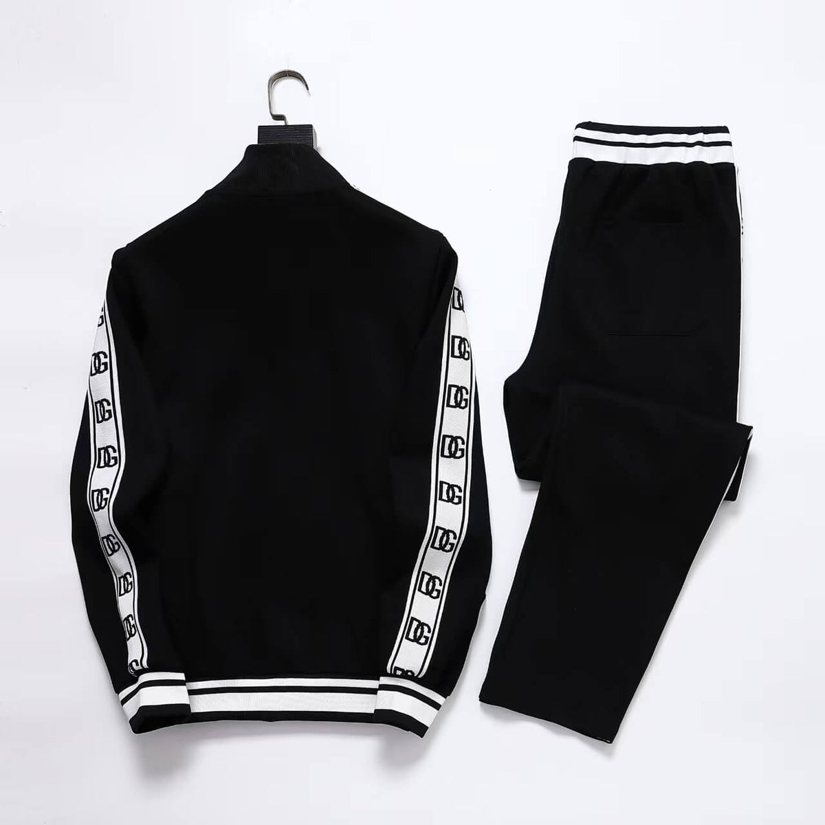 Dolce & Gabbana DG Logo Side Band Technical Jersey Tracksuit Black/White
