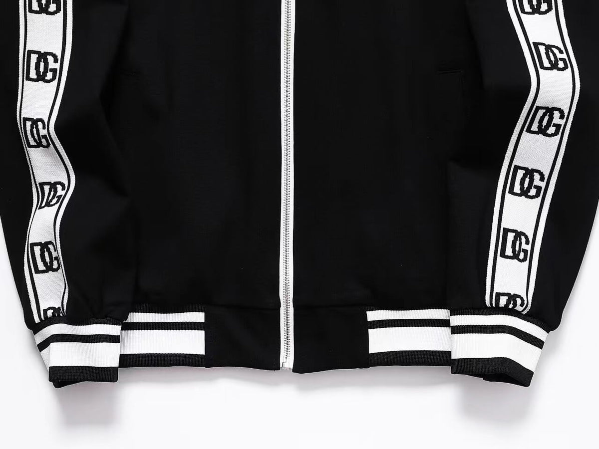 Dolce & Gabbana DG Logo Side Band Technical Jersey Tracksuit Black/White