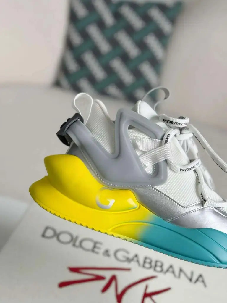 Dolce & Gabbana Airmaster Sneaker – White, Silver & Gradient Sole