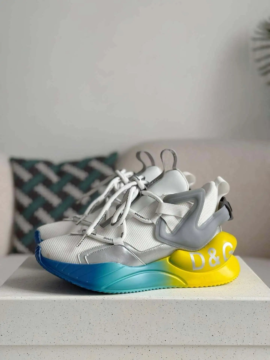 Dolce & Gabbana Airmaster Sneaker – White, Silver & Gradient Sole