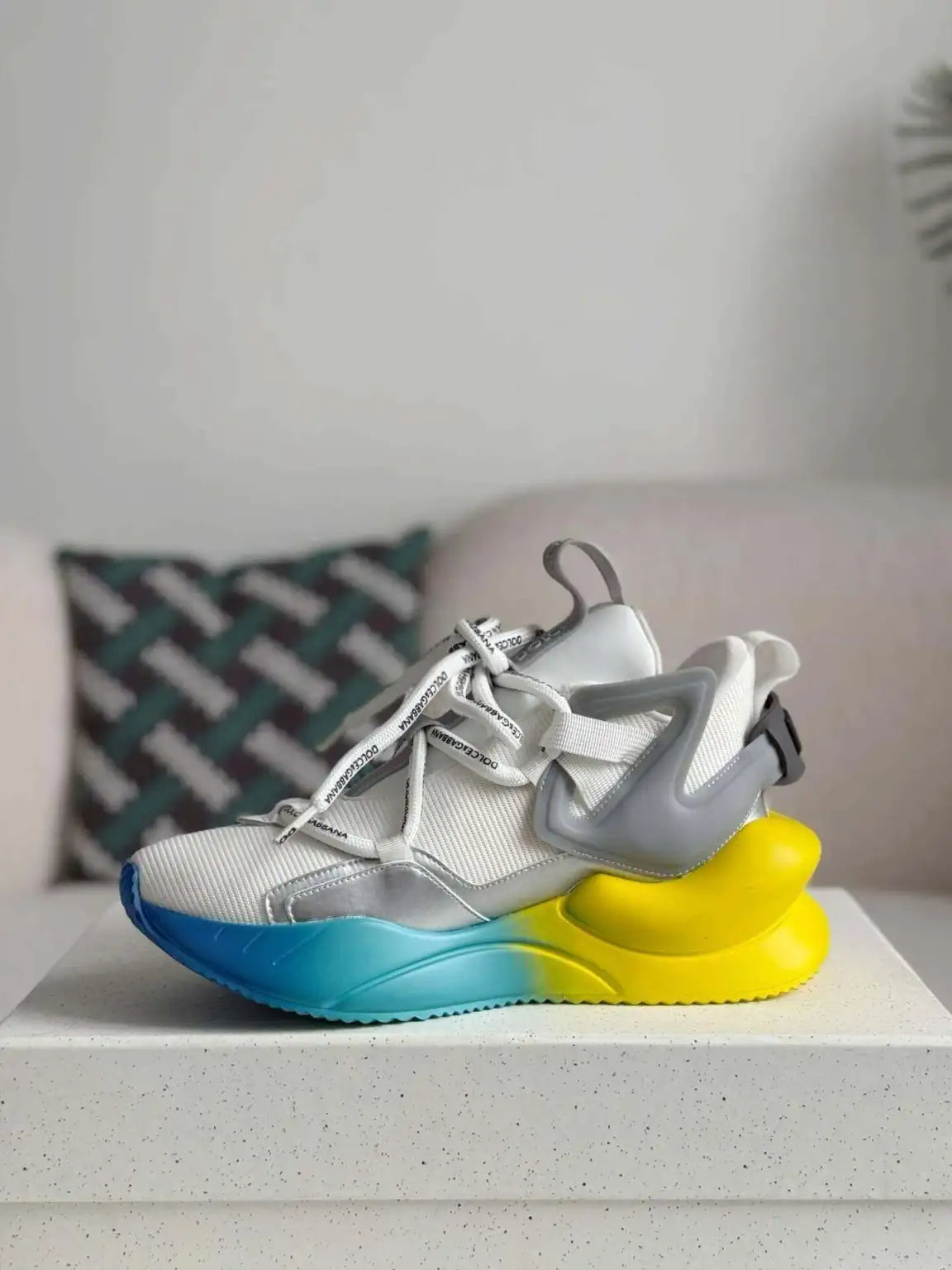 Dolce & Gabbana Airmaster Sneaker – White, Silver & Gradient Sole
