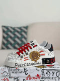 Dolce & Gabbana Portofino Sneaker – White Graffiti & Gold Crest