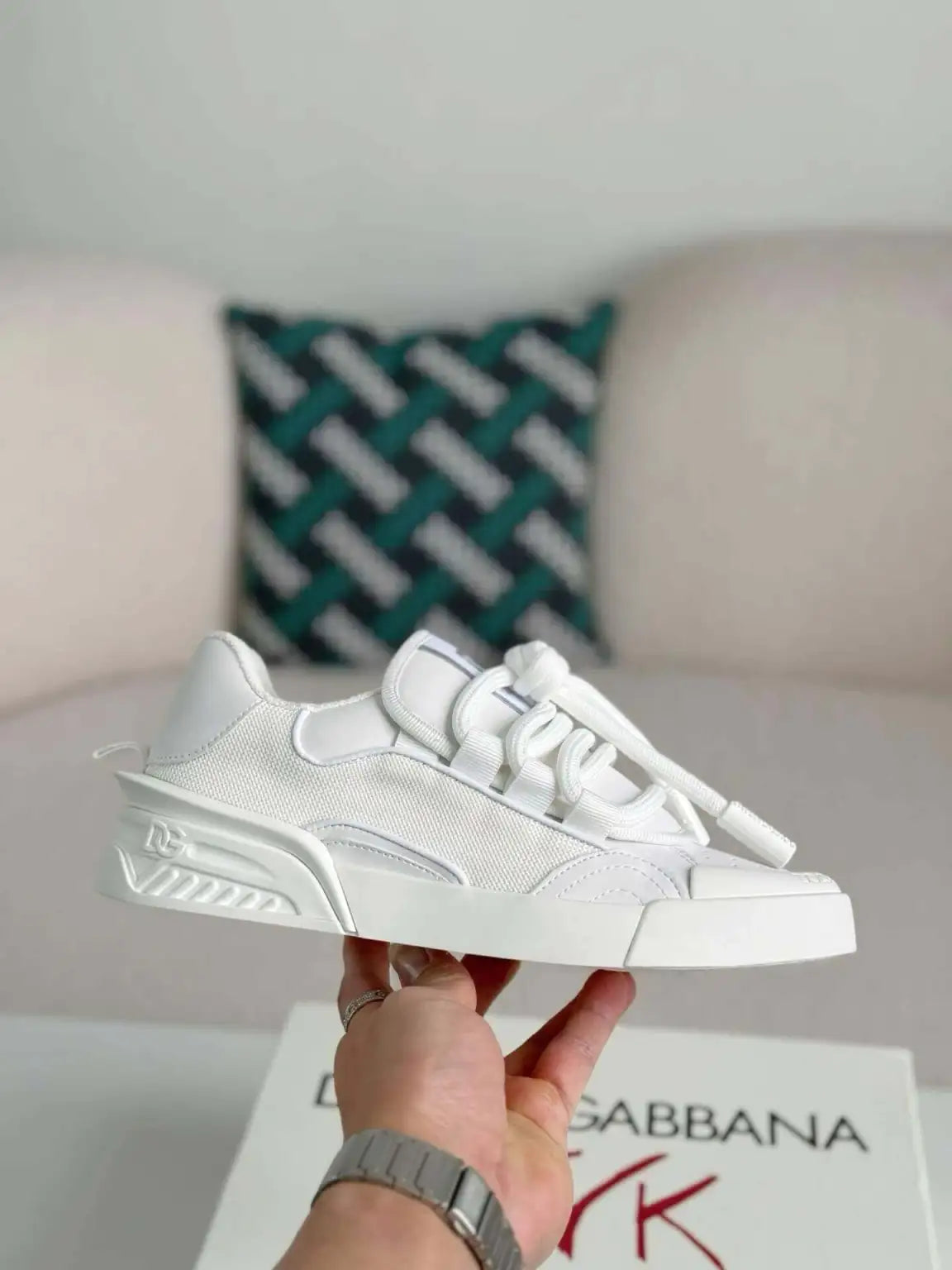 Dolce & Gabbana Space Sneaker – All-White Technical Mesh & Leather