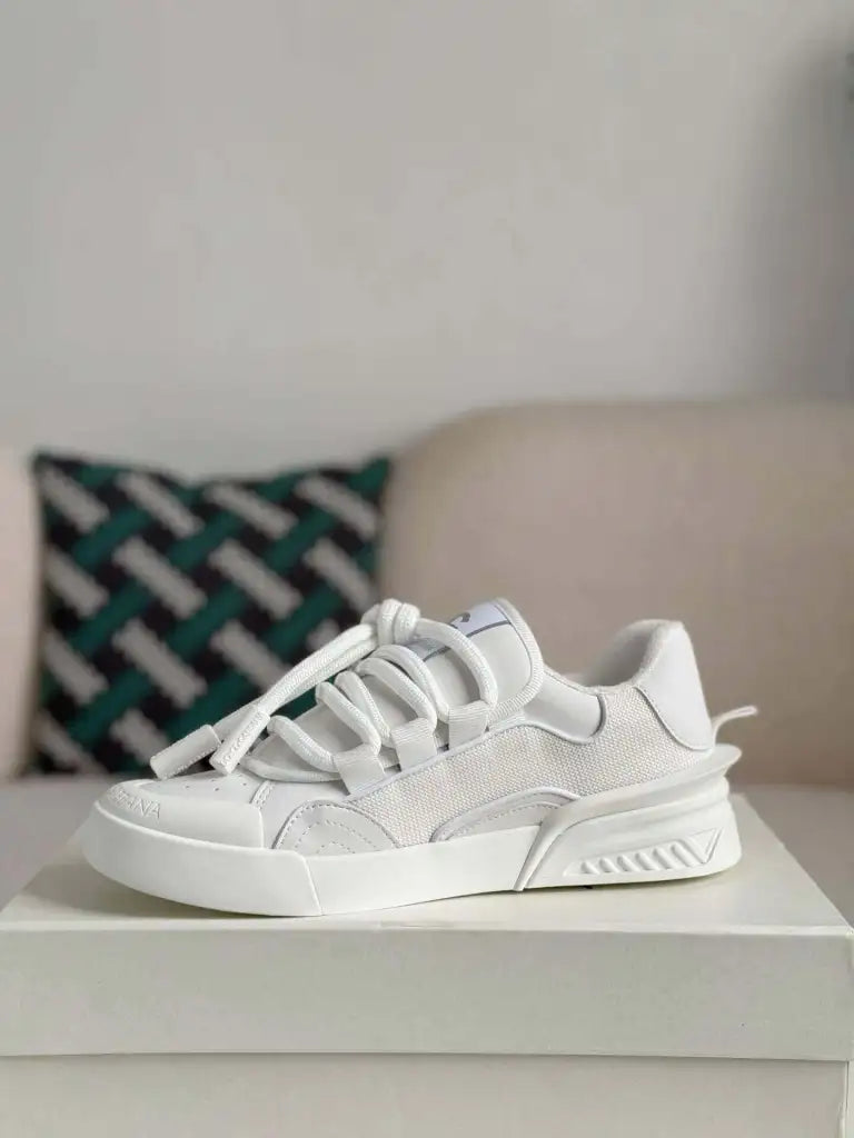 Dolce & Gabbana Space Sneaker – All-White Technical Mesh & Leather