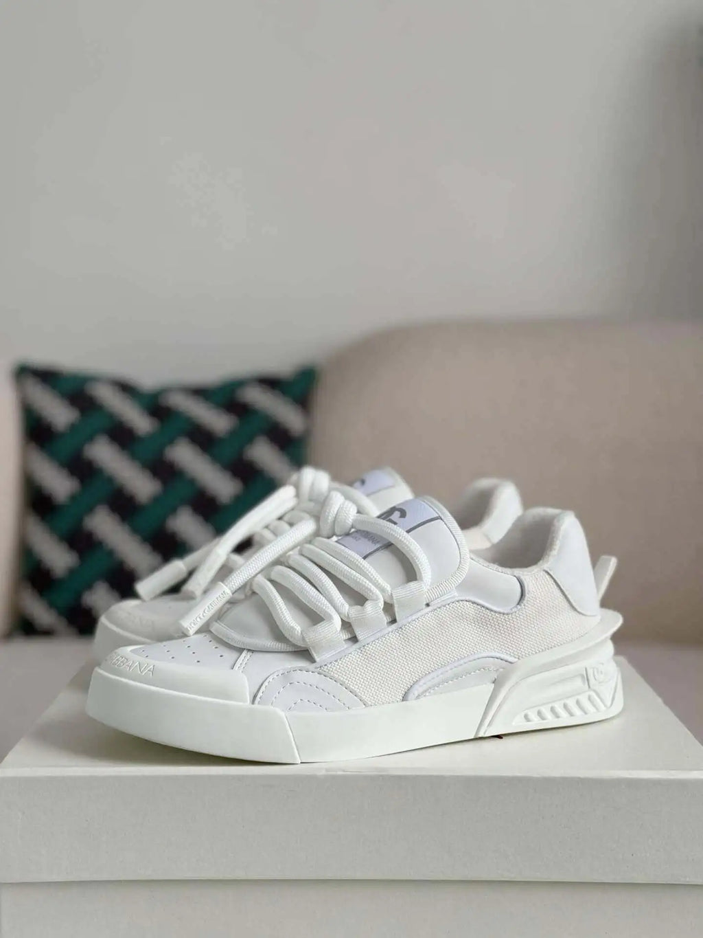 Dolce & Gabbana Space Sneaker – All-White Technical Mesh & Leather