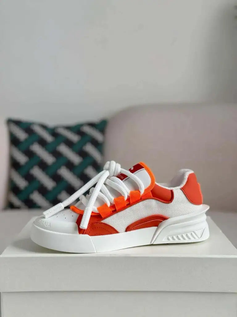 Dolce & Gabbana Space Sneaker – White & Orange Technical Mesh