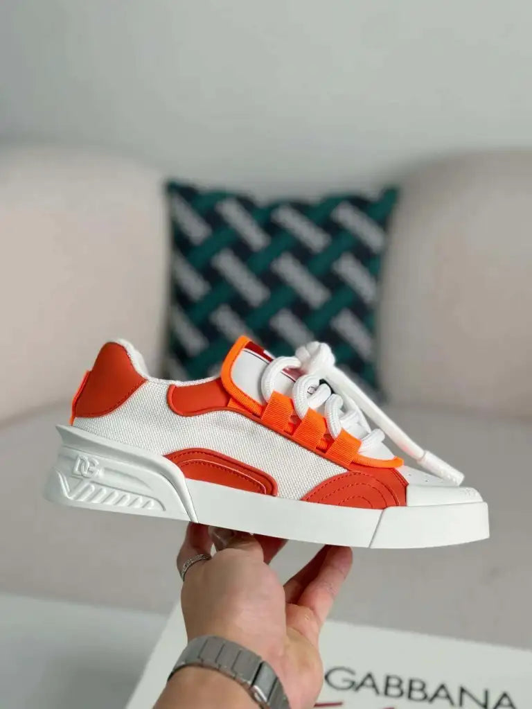 Dolce & Gabbana Space Sneaker – White & Orange Technical Mesh