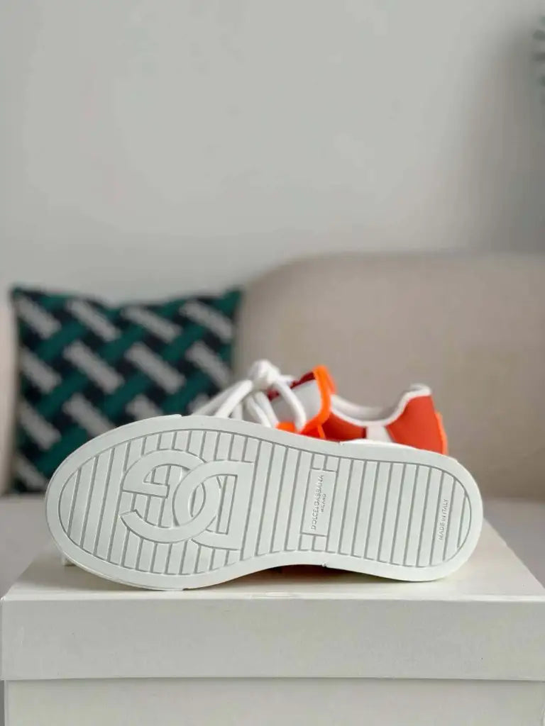Dolce & Gabbana Space Sneaker – White & Orange Technical Mesh