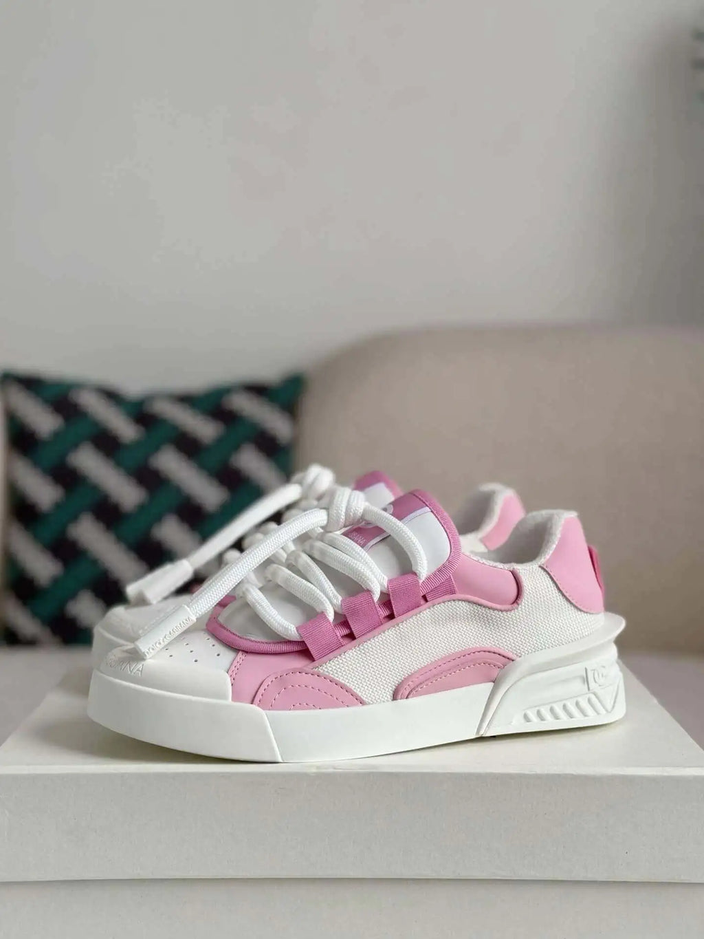 Dolce & Gabbana Space Sneaker – White & Pink Technical Mesh