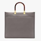 FENDI SUNSHINE MEDIUM Grey Leather Shopper