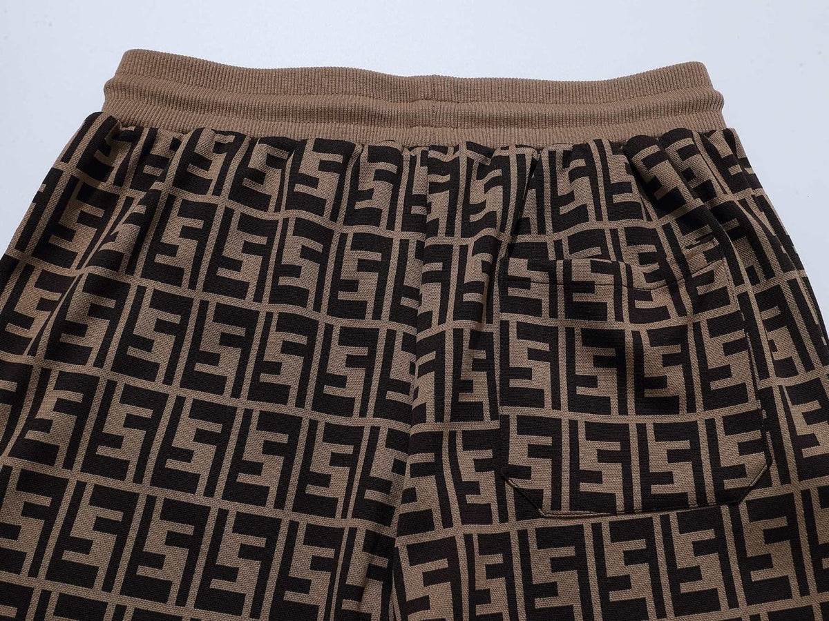 Fendi Allover FF Brown Zucca Logo Knit Tracksuit Set
