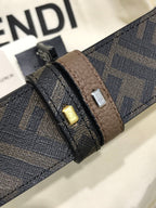 Fendi Reversible FF Buckle Belt 35mm Brown Cuoio Romano and Tobacco Monogram