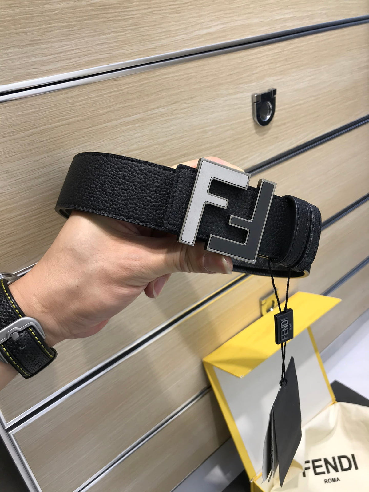 Fendi Reversible FF Buckle Belt Black Cuoio Romano and Tobacco Monogram