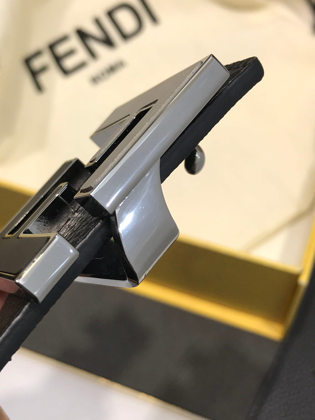 Fendi Reversible FF Buckle Belt Black Cuoio Romano and Tobacco Monogram