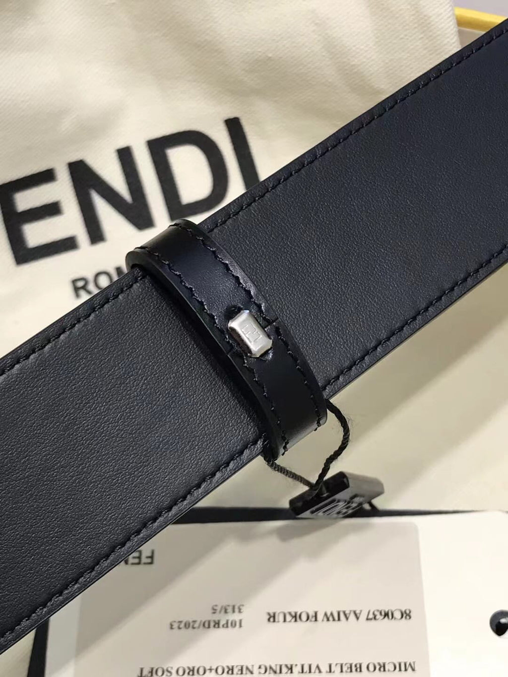 Fendi Reversible FF Buckle Belt Black Embossed Leather and Smooth Calfskin