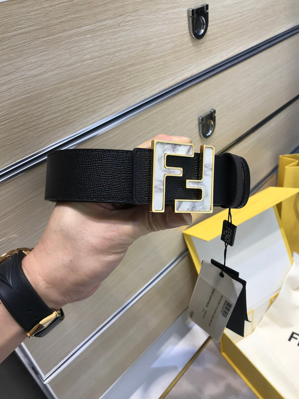 Fendi Reversible FF Buckle Belt Black Saffiano and Brown Leather 38mm
