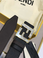 Fendi Reversible FF Buckle Belt Black Saffiano and Brown Leather 38mm