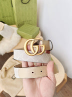 Gucci GG Marmont Reversible Belt GG Supreme Canvas and Beige Leather