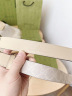 Gucci GG Marmont Reversible Belt GG Supreme Canvas and Beige Leather