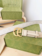 Gucci GG Marmont Reversible Belt GG Supreme Canvas and Beige Leather