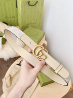 Gucci GG Marmont Reversible Belt GG Supreme Canvas and Beige Leather