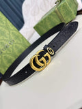 Gucci GG Marmont Thin Belt - Black Perforated GG Embossed Leather