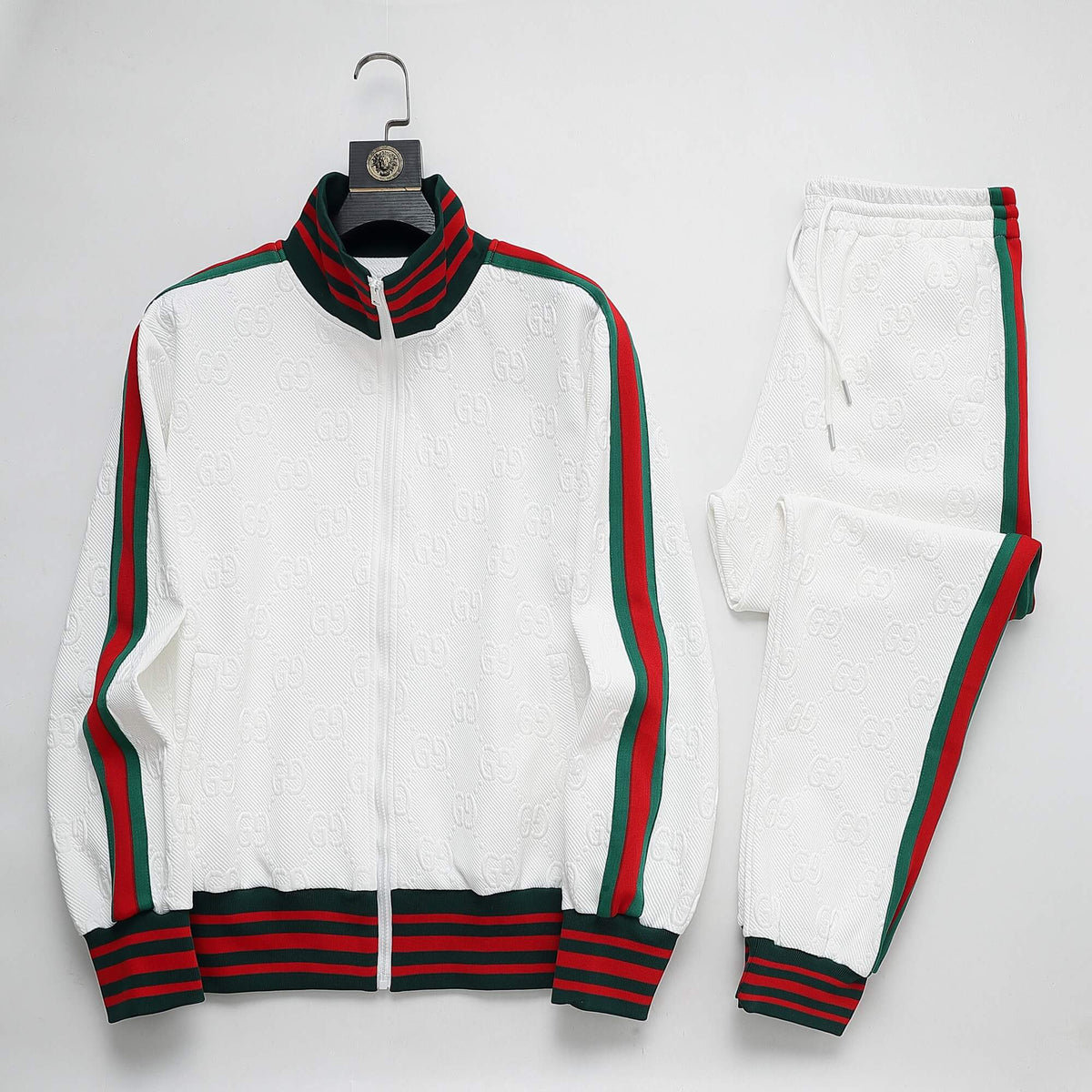Gucci GG Monogram Embossed Tracksuit White Web Stripe