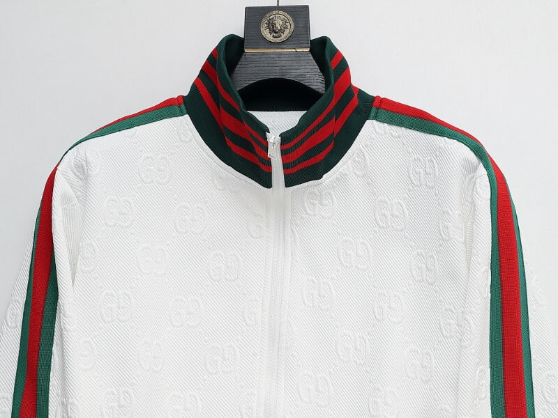 Gucci GG Monogram Embossed Tracksuit White Web Stripe