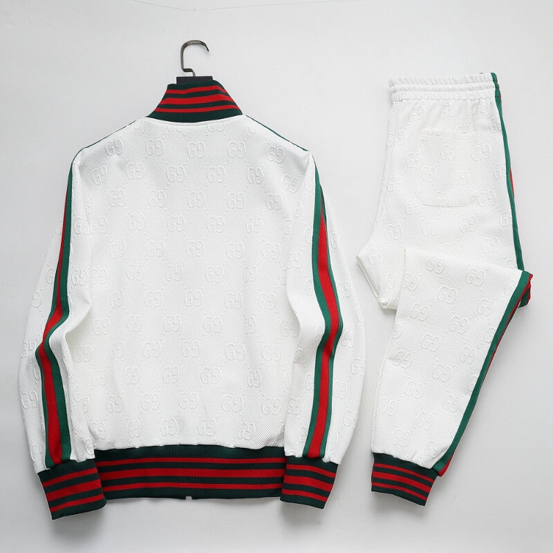 Gucci GG Monogram Embossed Tracksuit White Web Stripe