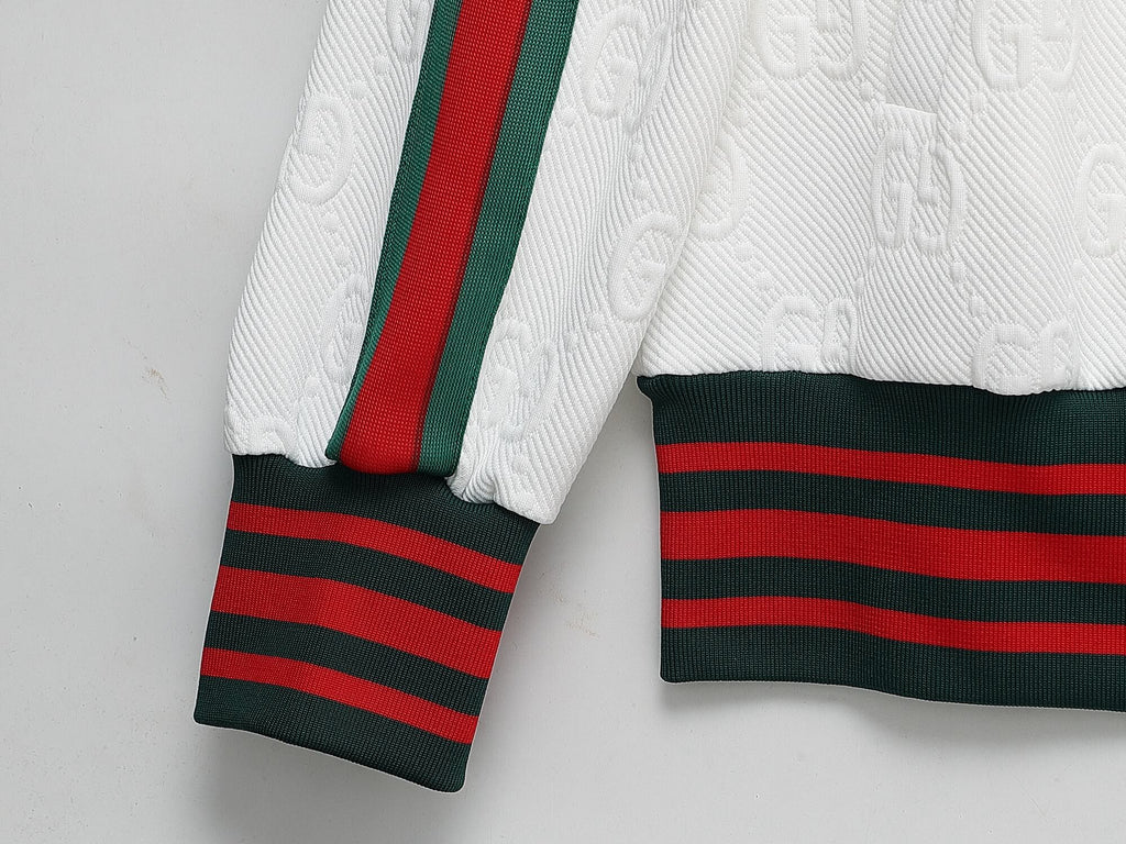 Gucci GG Monogram Embossed Tracksuit White Web Stripe