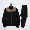 Gucci GG Supreme Color-Block Tracksuit - Black Jersey Zip Jacket & Jogger Set
