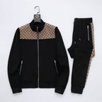 Gucci GG Supreme Color-Block Tracksuit - Black Jersey Zip Jacket & Jogger Set