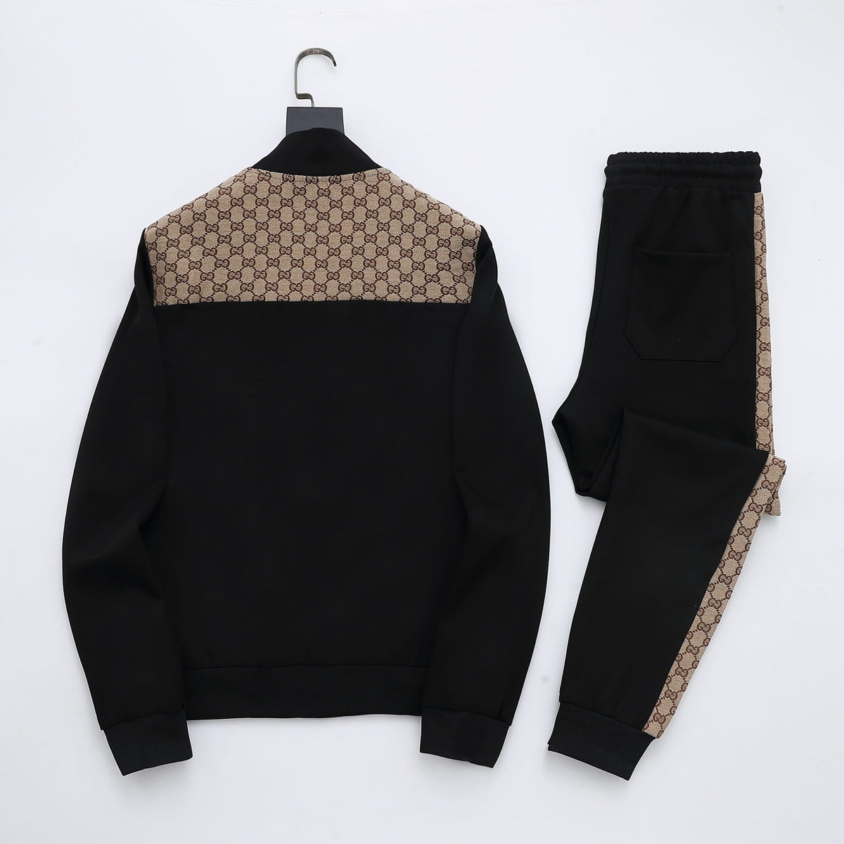 Gucci GG Supreme Color-Block Tracksuit - Black Jersey Zip Jacket & Jogger Set