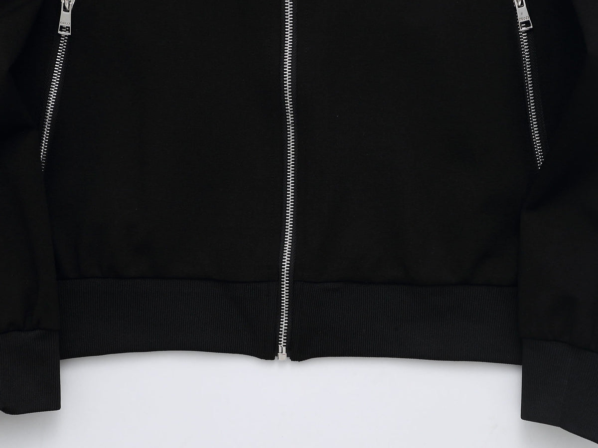 Gucci GG Supreme Color-Block Tracksuit - Black Jersey Zip Jacket & Jogger Set