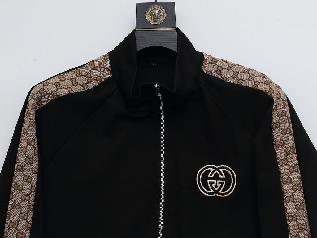 Gucci Interlocking G Tracksuit Set - Black & GG Supreme Stripe Knit Luxury Co-ord