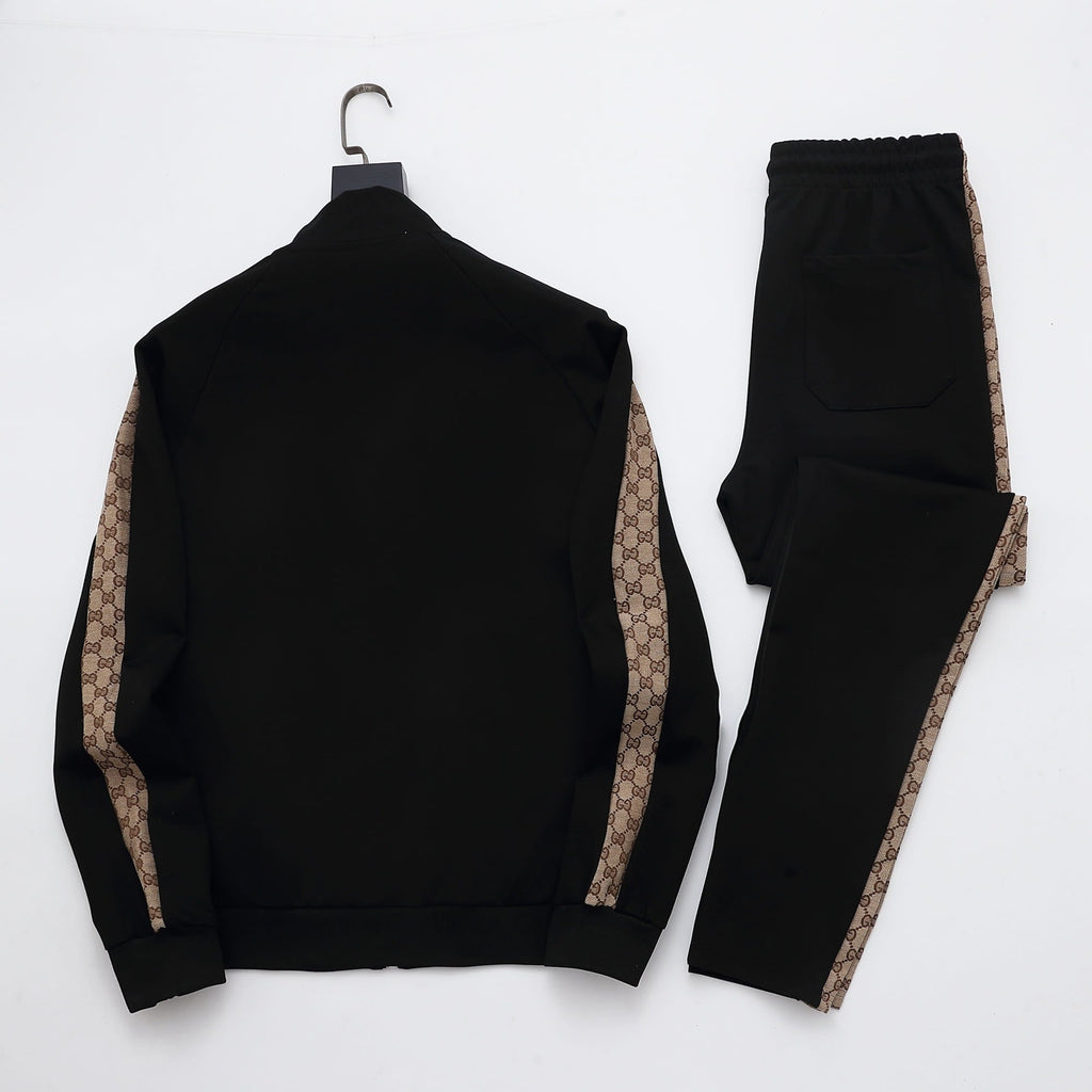 Gucci Interlocking G Tracksuit Set - Black & GG Supreme Stripe Knit Luxury Co-ord