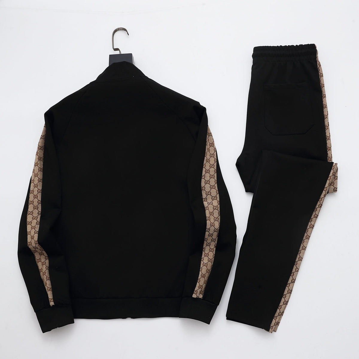 Gucci Interlocking G Tracksuit Set - Black & GG Supreme Stripe Knit Luxury Co-ord