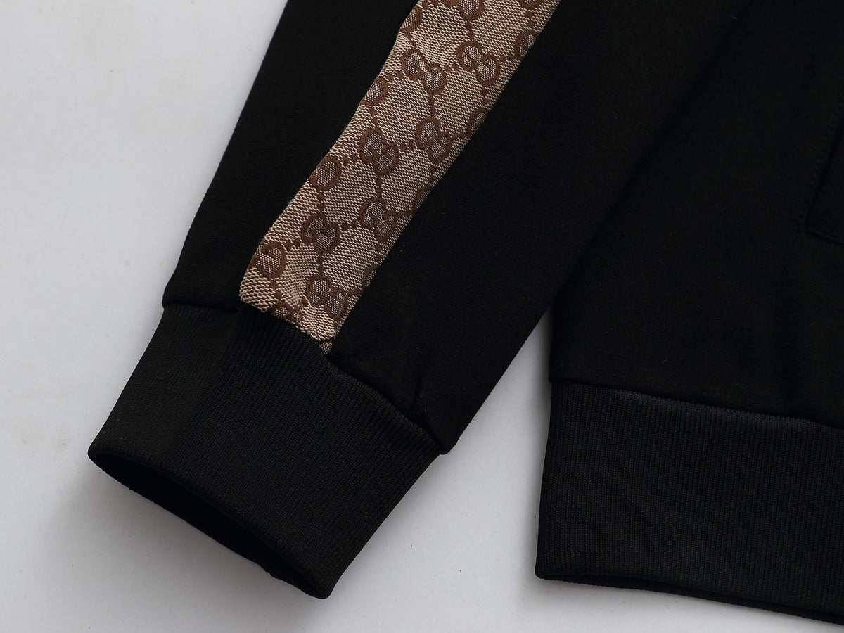 Gucci Interlocking G Tracksuit Set - Black & GG Supreme Stripe Knit Luxury Co-ord
