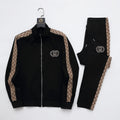 Gucci Interlocking G Tracksuit Set - Black & GG Supreme Stripe Knit Luxury Co-ord