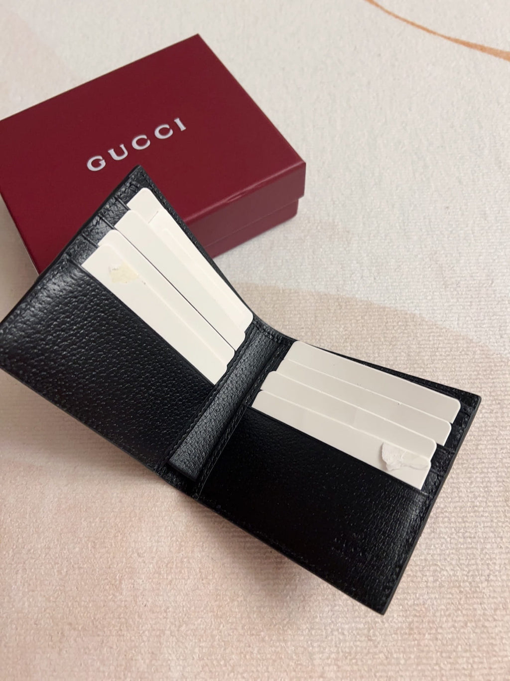 Gucci Men's Ophidia Bifold Wallet - Black Grainy Leather with Web Stripe