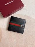 Gucci Men's Ophidia Bifold Wallet - Black Grainy Leather with Web Stripe