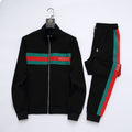 Gucci Web Stripe Tracksuit Set - Black Technical Knit Zip Jacket & Pants